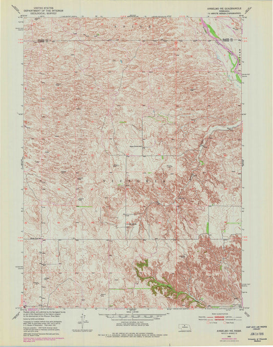 Classic USGS Anselmo NE Nebraska 7.5'x7.5' Topo Map Image