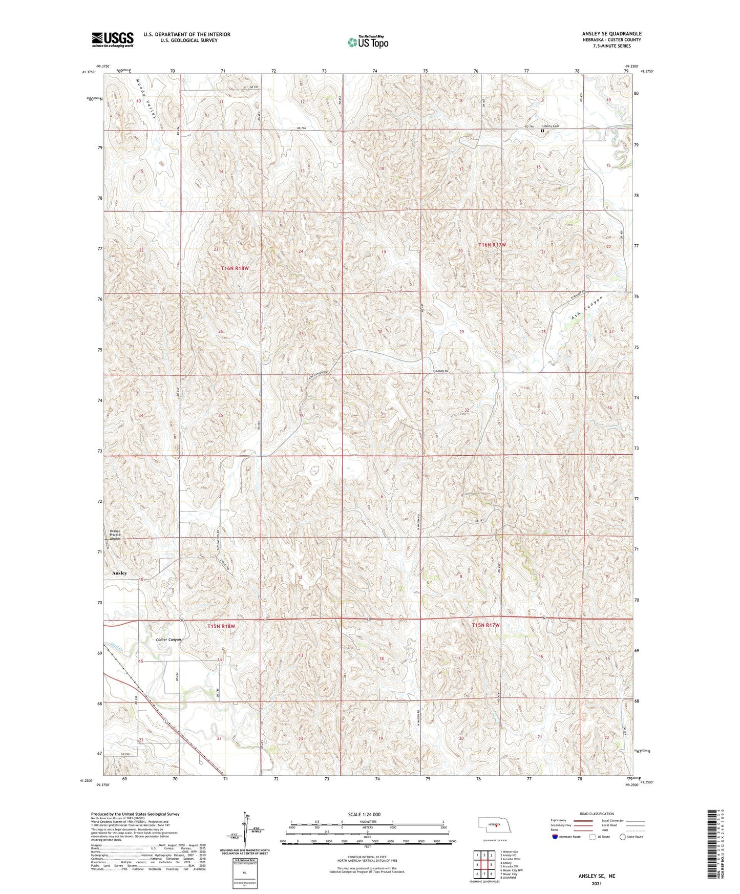 Ansley SE Nebraska US Topo Map Image