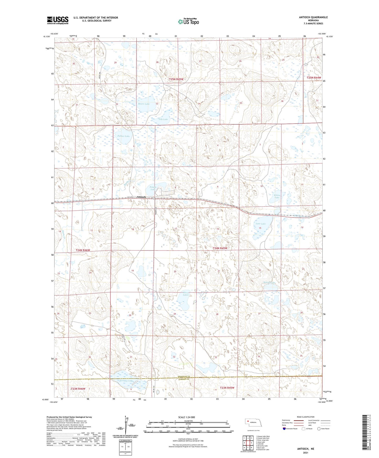 Antioch Nebraska US Topo Map Image