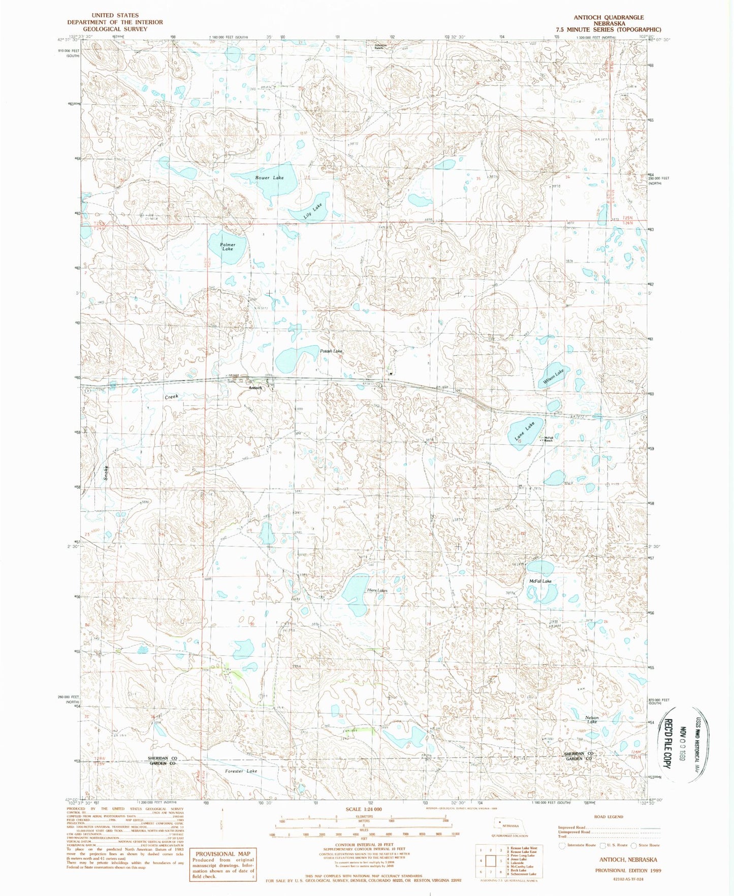 Classic USGS Antioch Nebraska 7.5'x7.5' Topo Map Image