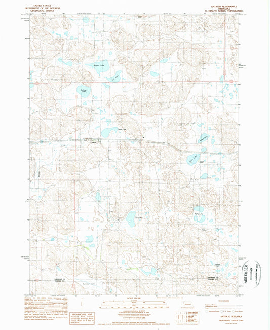 Classic USGS Antioch Nebraska 7.5'x7.5' Topo Map Image