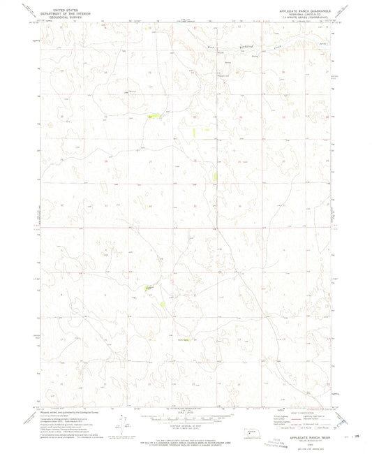 Classic USGS Applegate Ranch Nebraska 7.5'x7.5' Topo Map Image