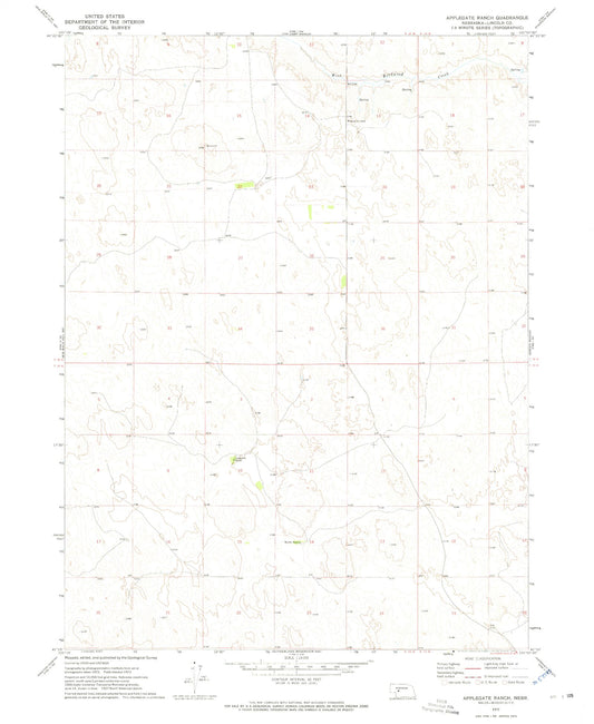 Classic USGS Applegate Ranch Nebraska 7.5'x7.5' Topo Map Image