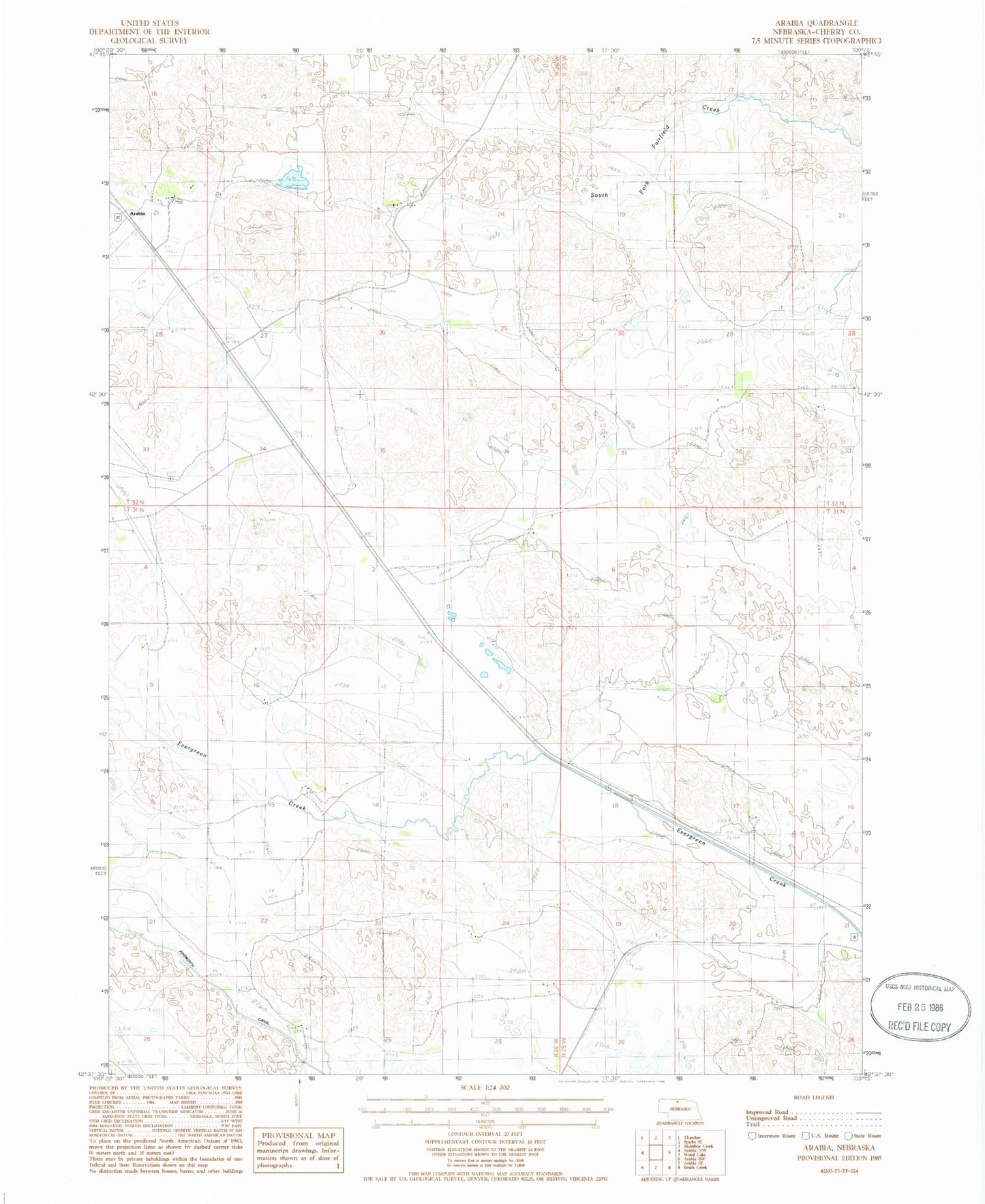 Classic USGS Arabia Nebraska 7.5'x7.5' Topo Map Image