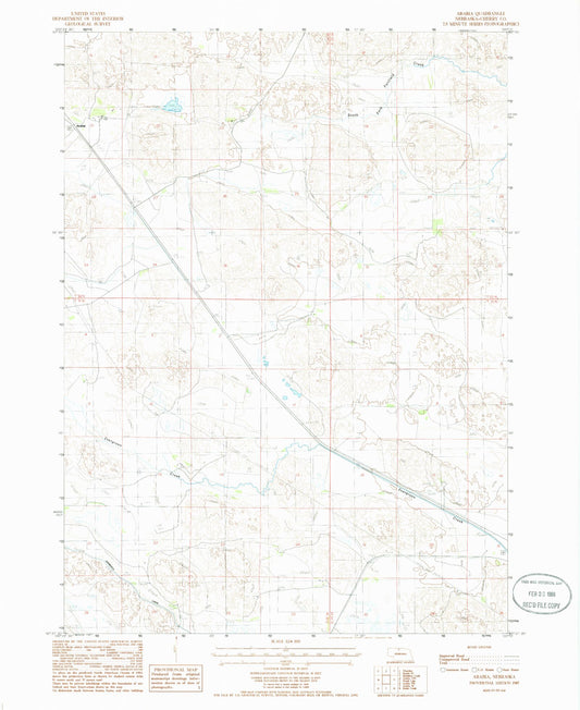 Classic USGS Arabia Nebraska 7.5'x7.5' Topo Map Image