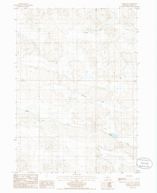 Classic USGS Arabia NW Nebraska 7.5'x7.5' Topo Map Image