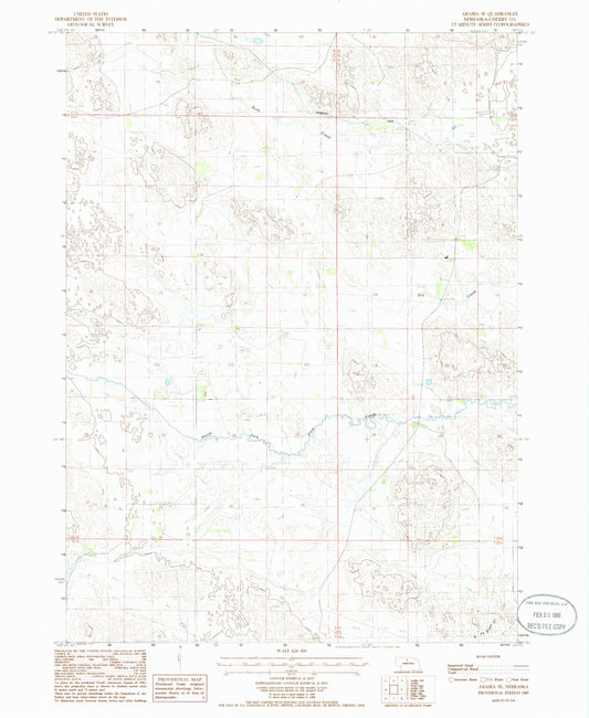 Classic USGS Arabia SE Nebraska 7.5'x7.5' Topo Map Image