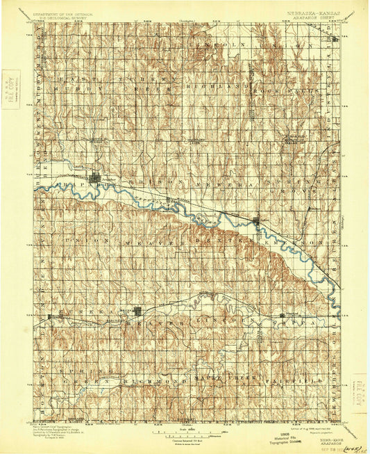 Historic 1898 Arapahoe Nebraska 30'x30' Topo Map Image