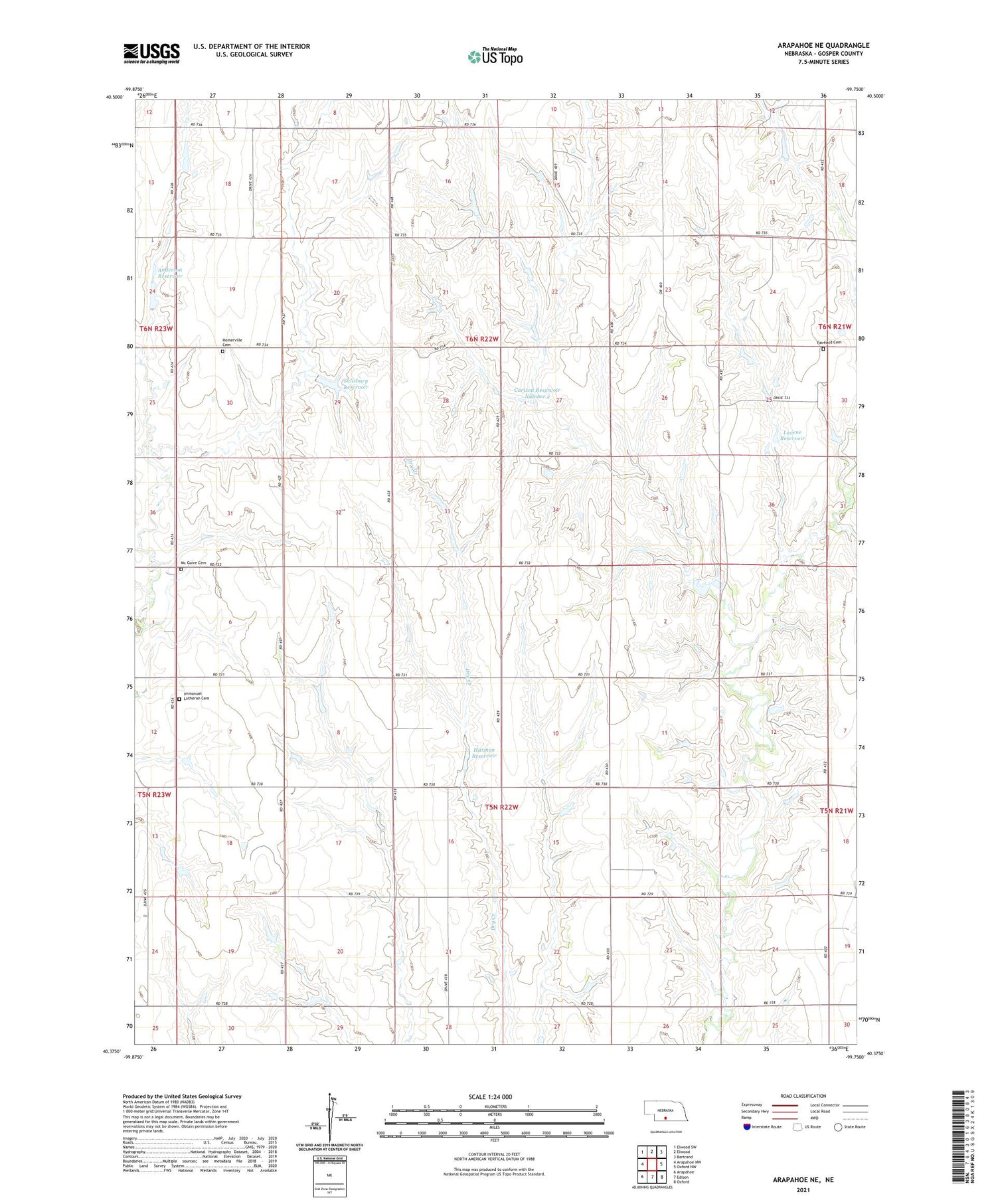 Arapahoe NE Nebraska US Topo Map Image