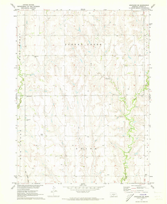 Classic USGS Arapahoe NE Nebraska 7.5'x7.5' Topo Map Image