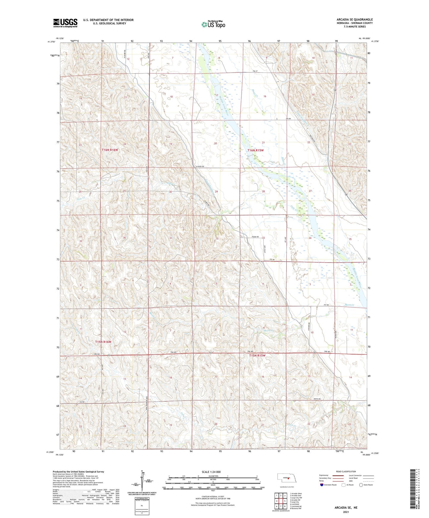 Arcadia SE Nebraska US Topo Map Image