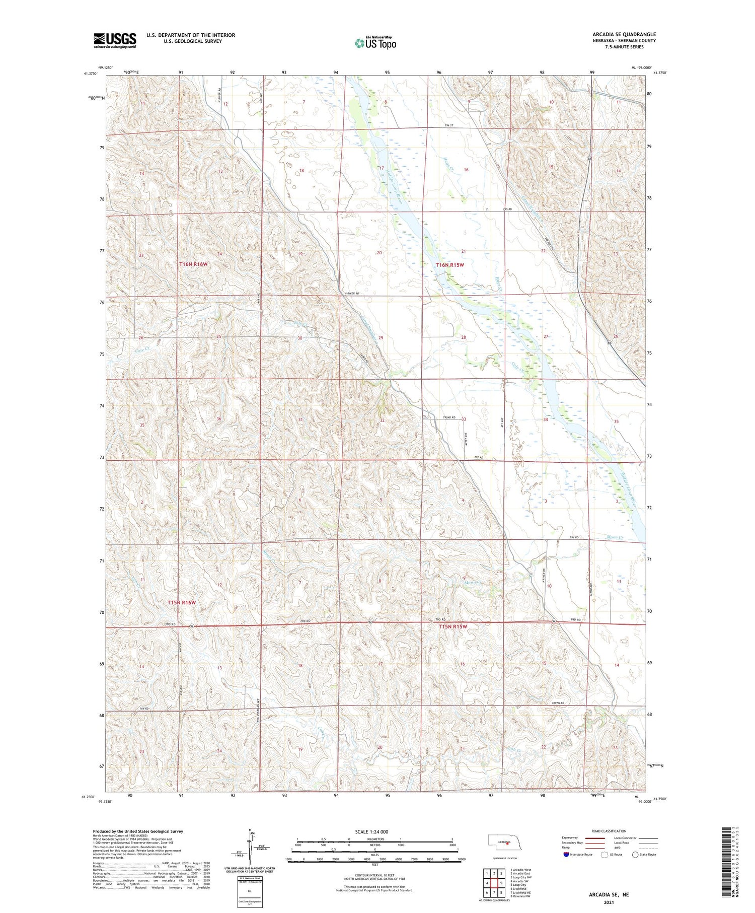 Arcadia SE Nebraska US Topo Map Image