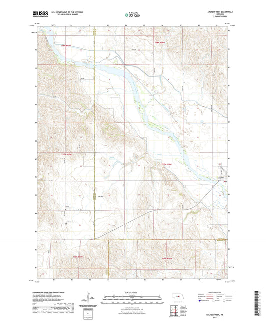 Arcadia West Nebraska US Topo Map Image