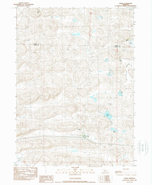 Classic USGS Ashby Nebraska 7.5'x7.5' Topo Map Image