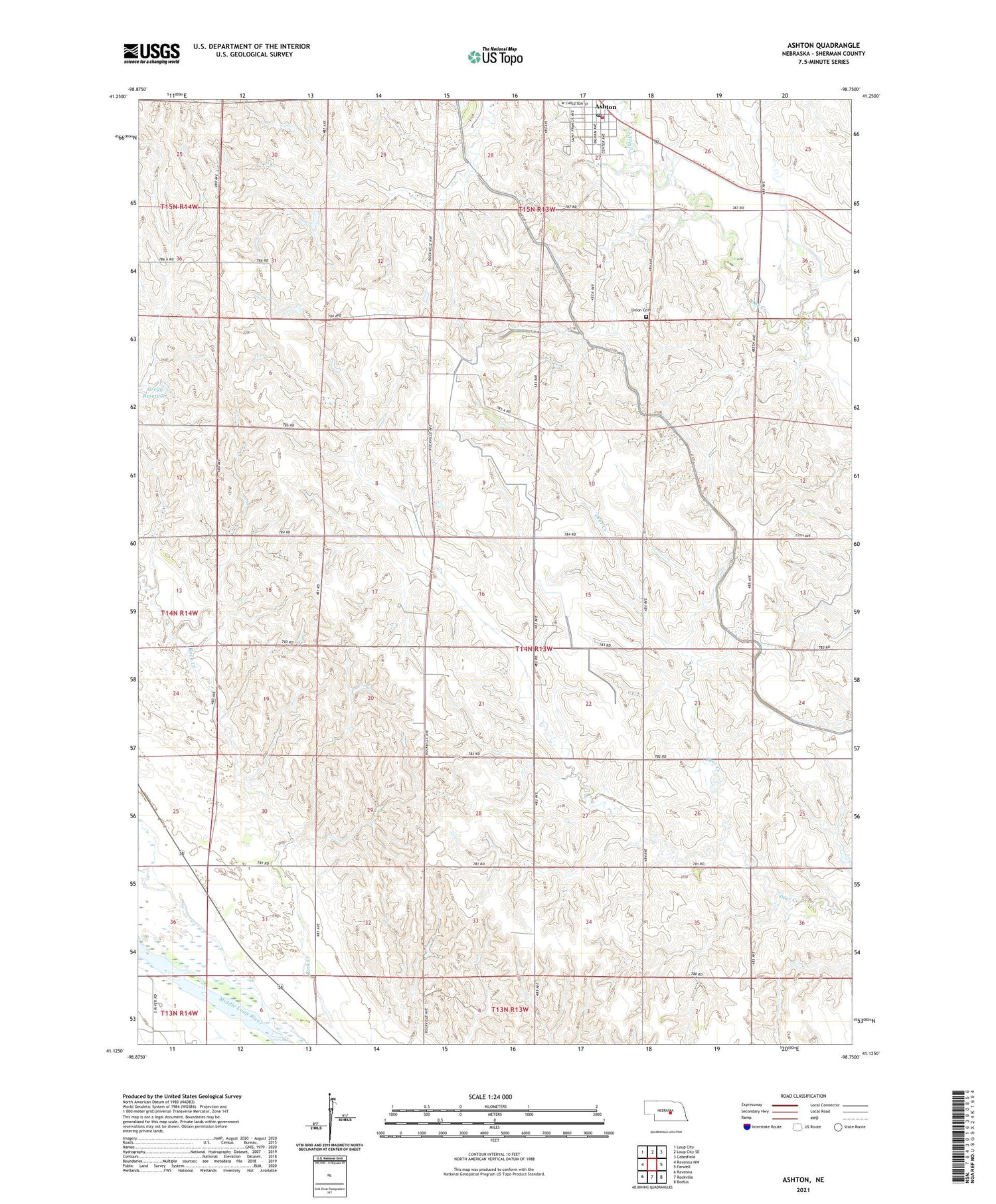 Ashton Nebraska US Topo Map Image