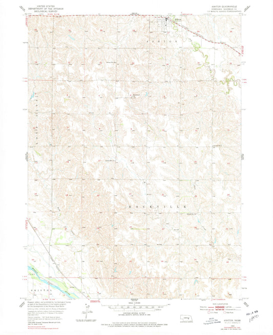 Classic USGS Ashton Nebraska 7.5'x7.5' Topo Map Image