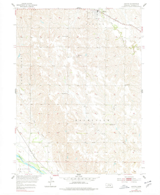 Classic USGS Ashton Nebraska 7.5'x7.5' Topo Map Image