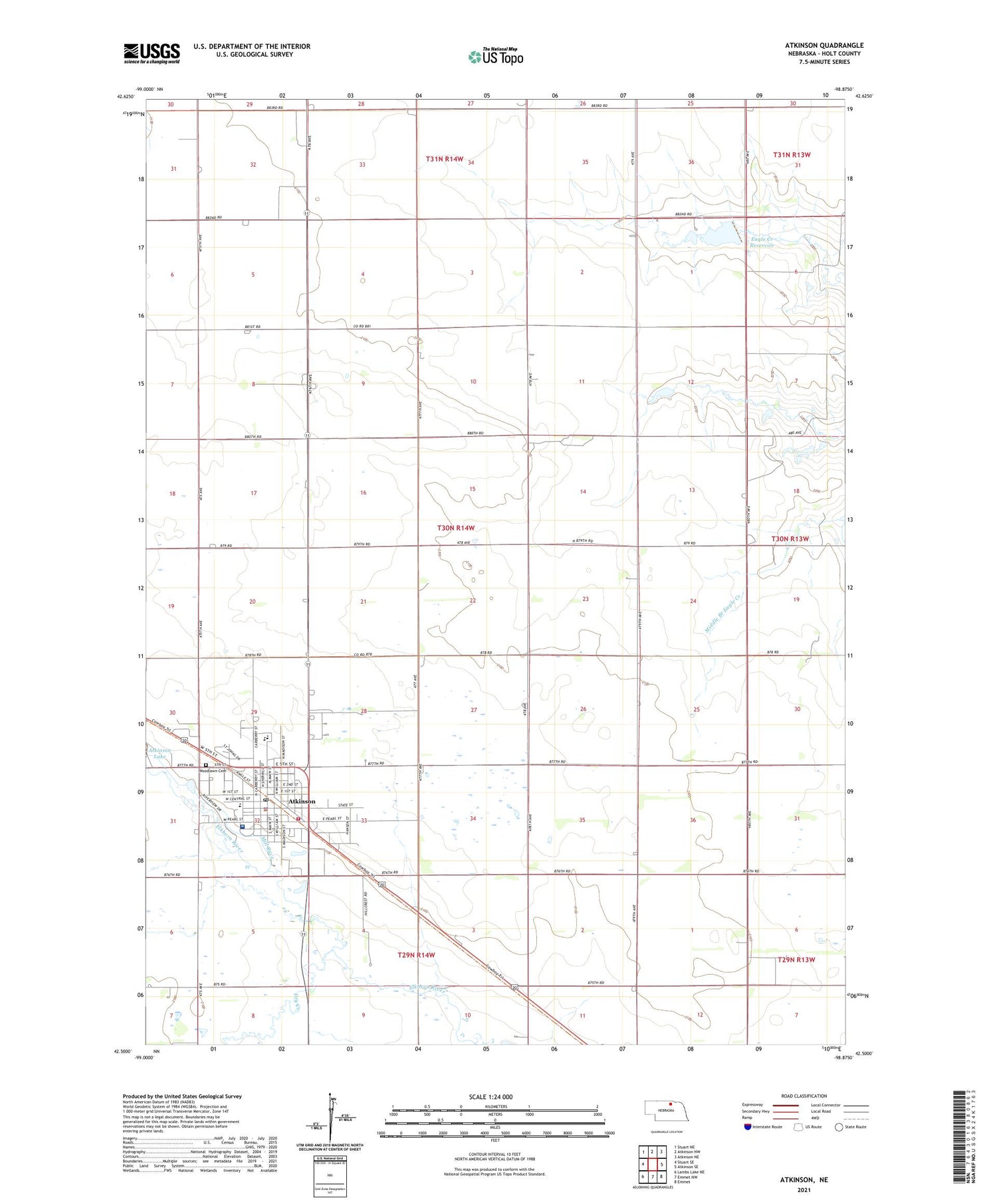 Atkinson Nebraska US Topo Map Image