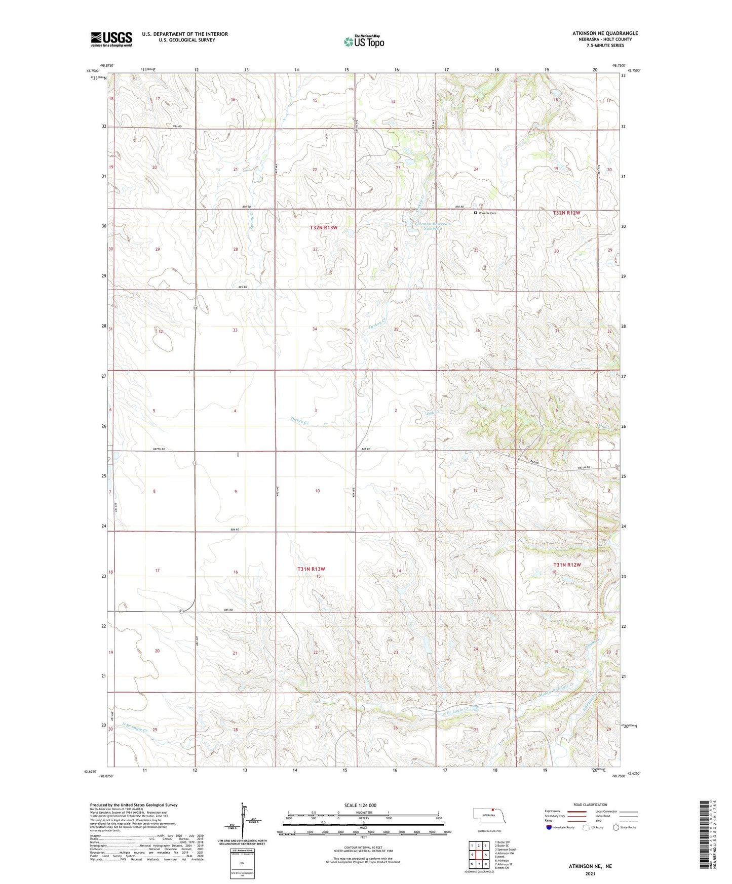 Atkinson NE Nebraska US Topo Map Image