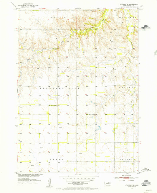 Classic USGS Atkinson SE Nebraska 7.5'x7.5' Topo Map Image