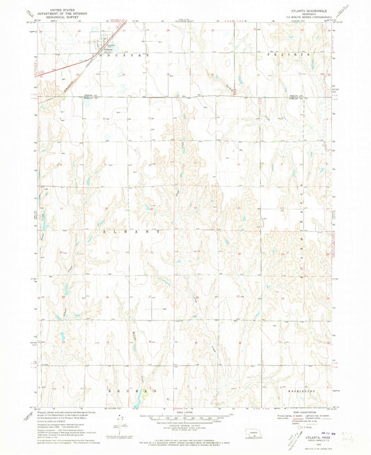 Classic USGS Atlanta Nebraska 7.5'x7.5' Topo Map Image