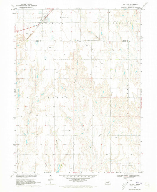 Classic USGS Atlanta Nebraska 7.5'x7.5' Topo Map Image