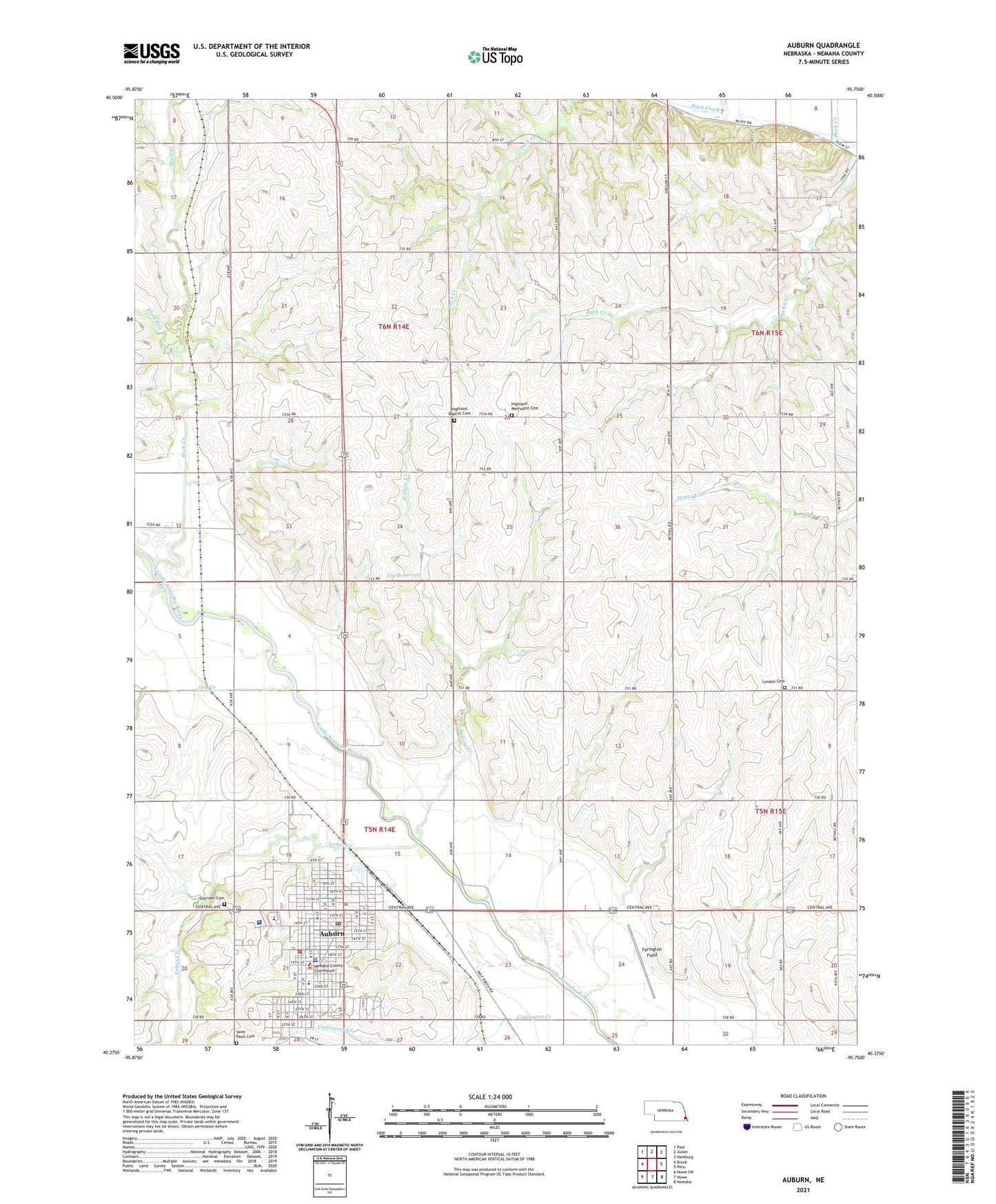 Auburn Nebraska US Topo Map Image