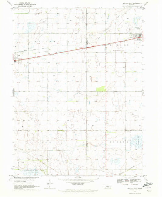 Classic USGS Axtell West Nebraska 7.5'x7.5' Topo Map Image