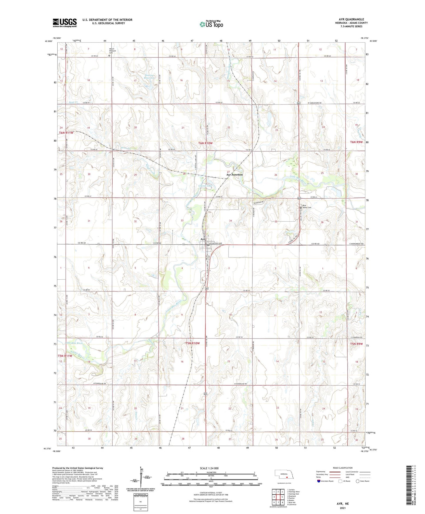 Ayr Nebraska US Topo Map Image