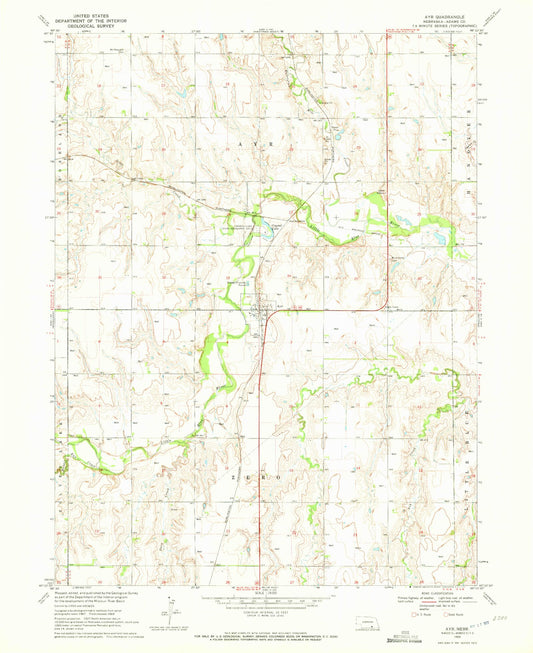 Classic USGS Ayr Nebraska 7.5'x7.5' Topo Map Image