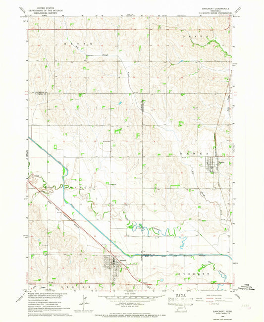 Classic USGS Bancroft Nebraska 7.5'x7.5' Topo Map Image