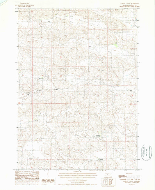 Classic USGS Barent Valley Nebraska 7.5'x7.5' Topo Map Image