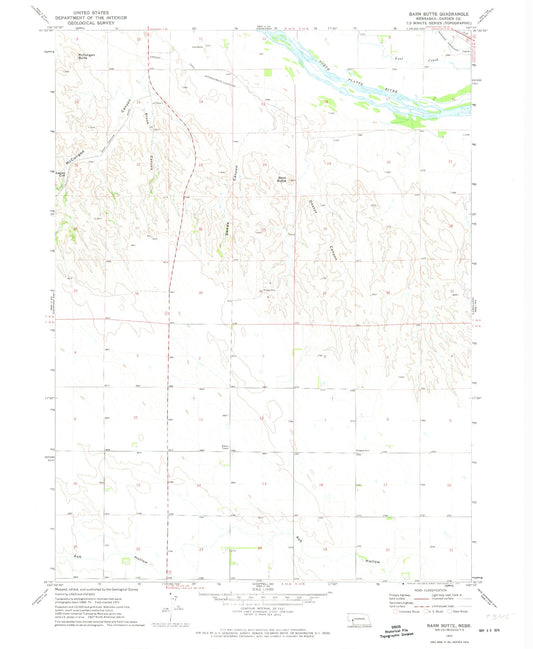 Classic USGS Barn Butte Nebraska 7.5'x7.5' Topo Map Image
