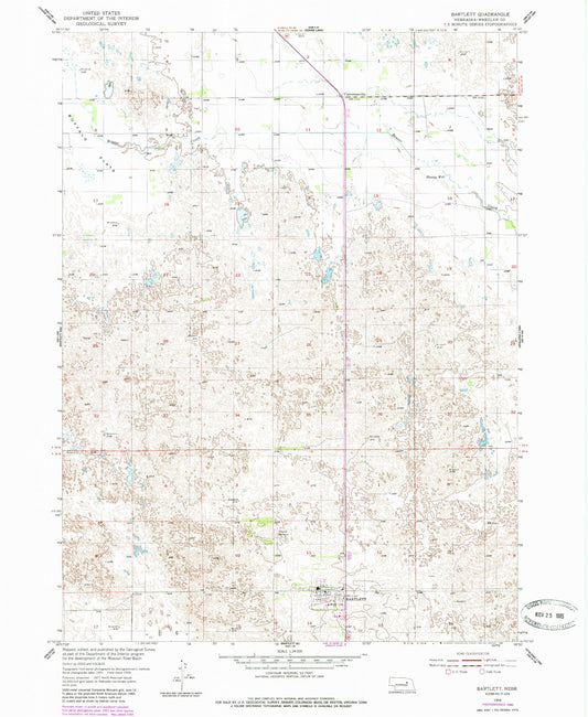 Classic USGS Bartlett Nebraska 7.5'x7.5' Topo Map Image