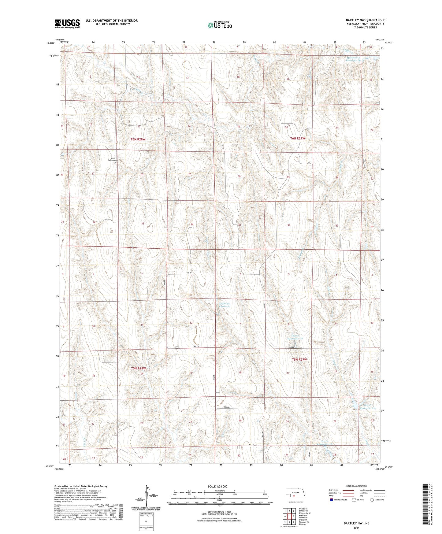 Bartley NW Nebraska US Topo Map Image