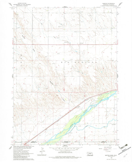 Classic USGS Barton Nebraska 7.5'x7.5' Topo Map Image