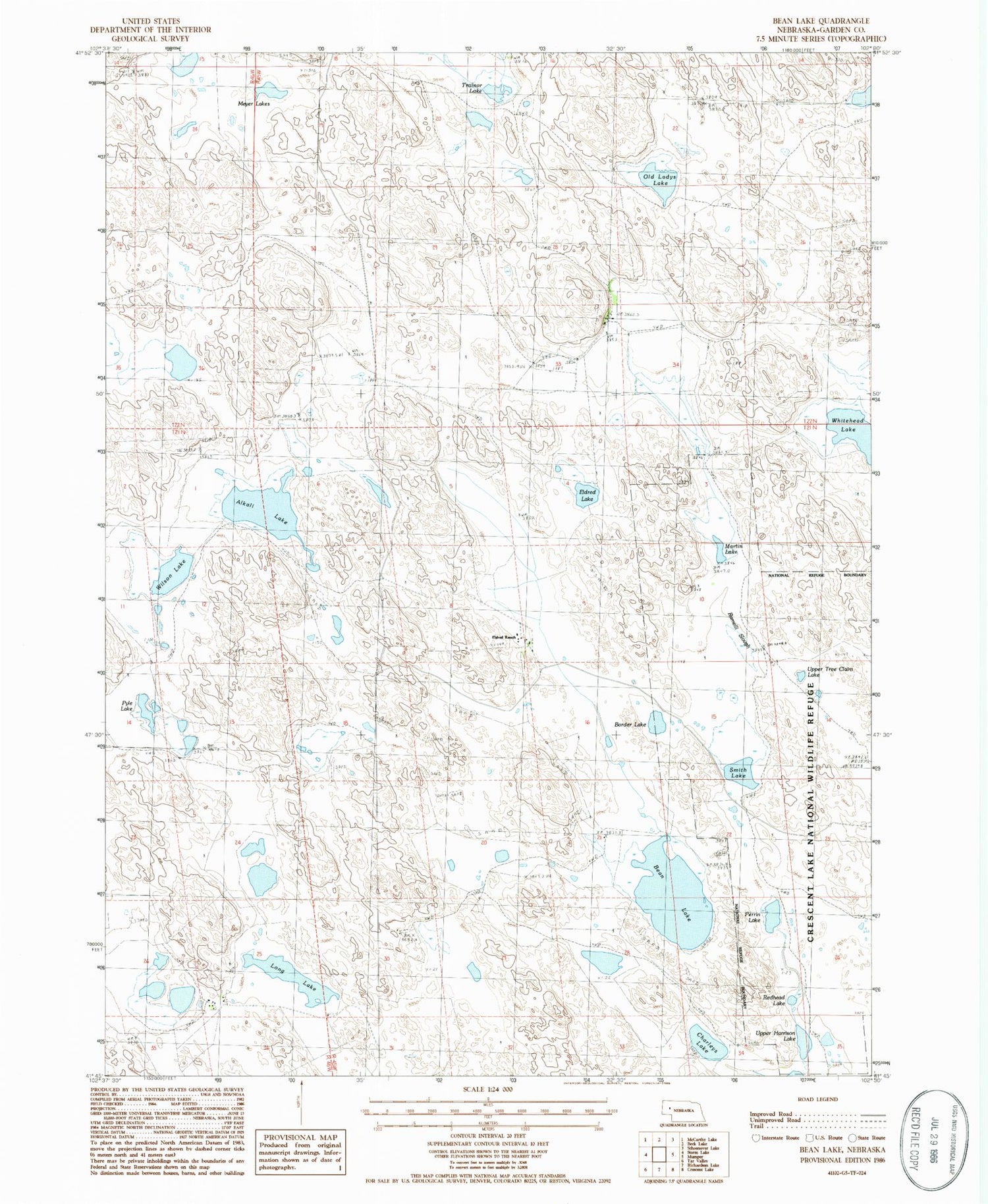 Classic USGS Bean Lake Nebraska 7.5'x7.5' Topo Map Image