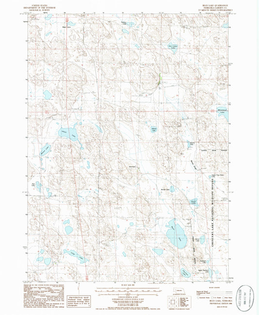 Classic USGS Bean Lake Nebraska 7.5'x7.5' Topo Map Image