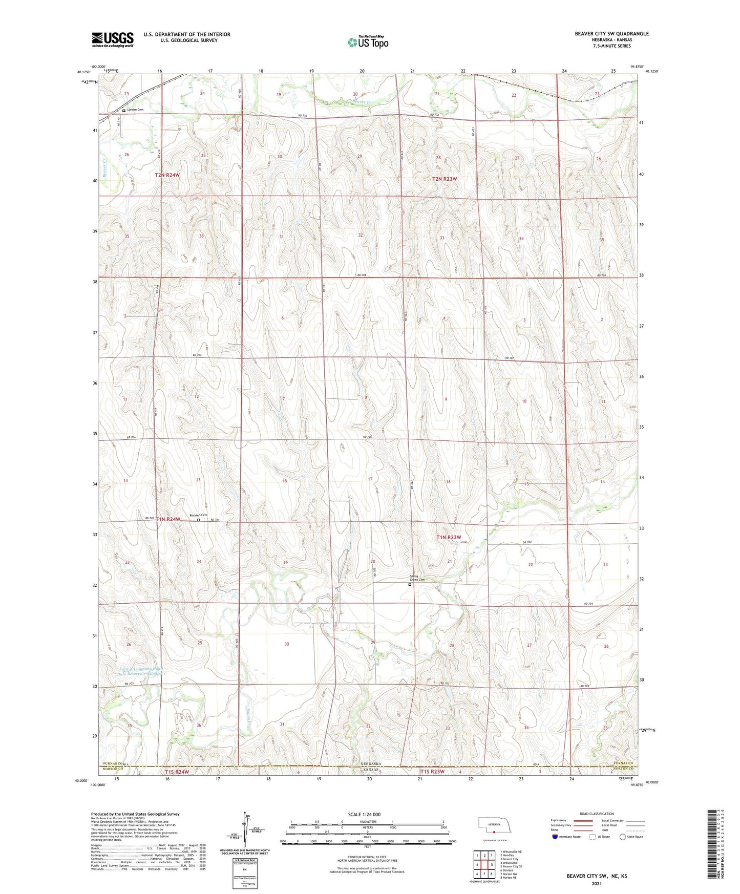 Beaver City SW Nebraska US Topo Map Image