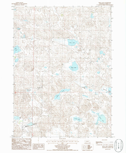 Classic USGS Beck Lake Nebraska 7.5'x7.5' Topo Map Image