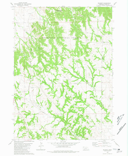 Classic USGS Belmont Nebraska 7.5'x7.5' Topo Map Image