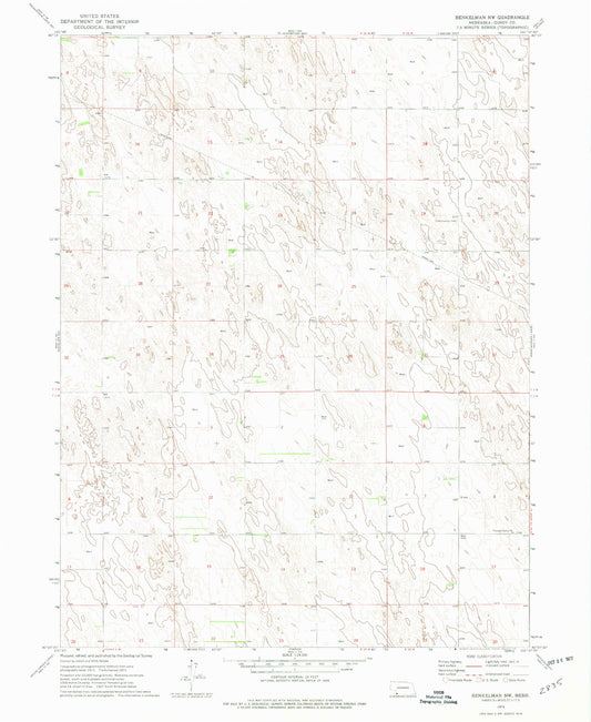 Classic USGS Benkelman NW Nebraska 7.5'x7.5' Topo Map Image