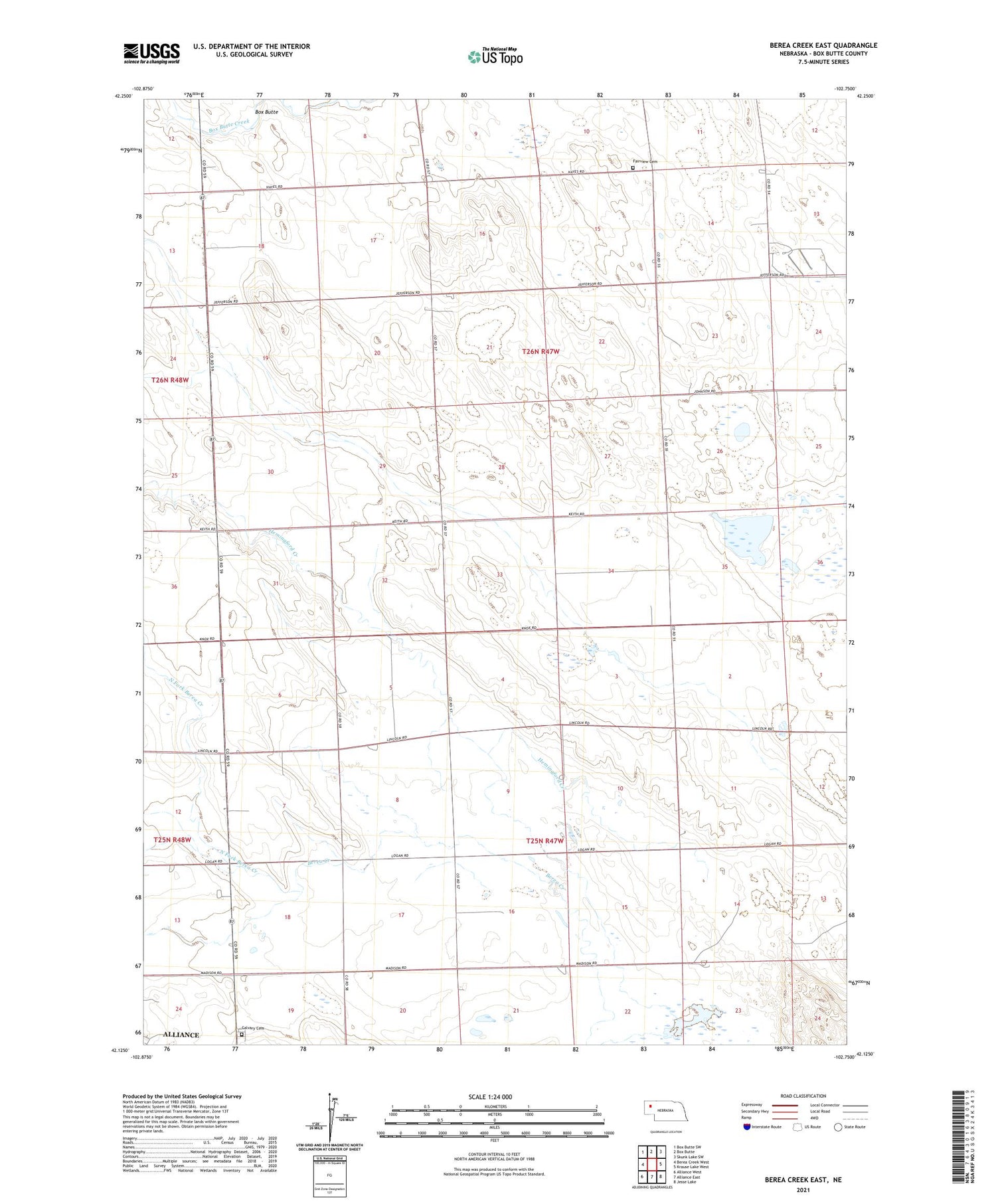 Berea Creek East Nebraska US Topo Map Image