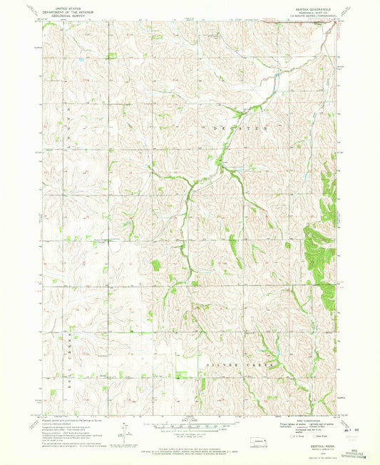 Classic USGS Bertha Nebraska 7.5'x7.5' Topo Map Image