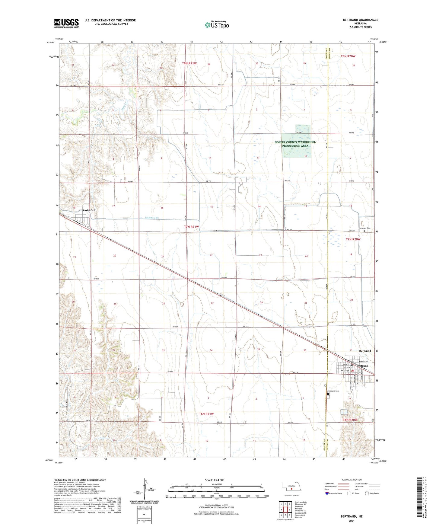Bertrand Nebraska US Topo Map Image