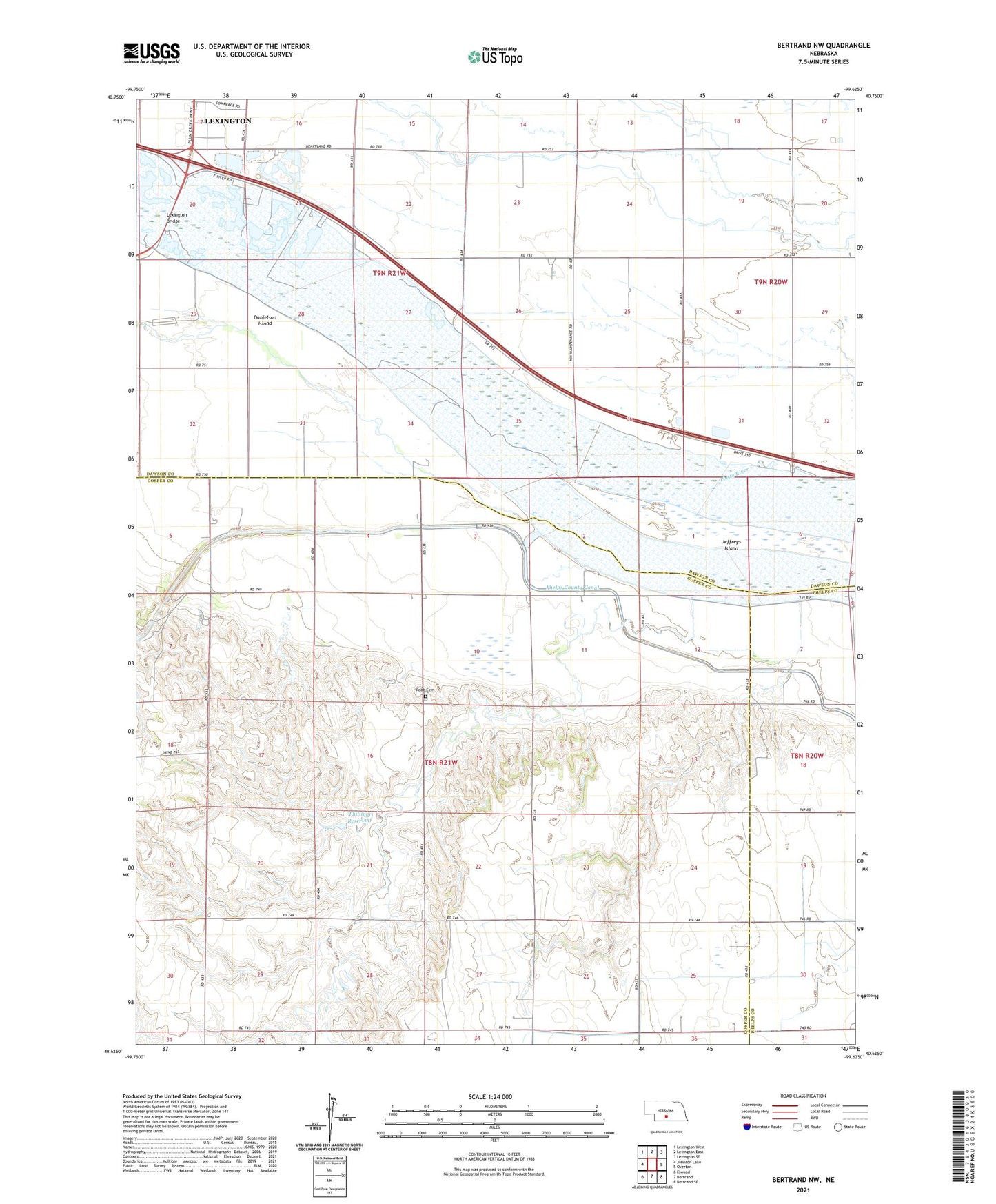 Bertrand NW Nebraska US Topo Map Image