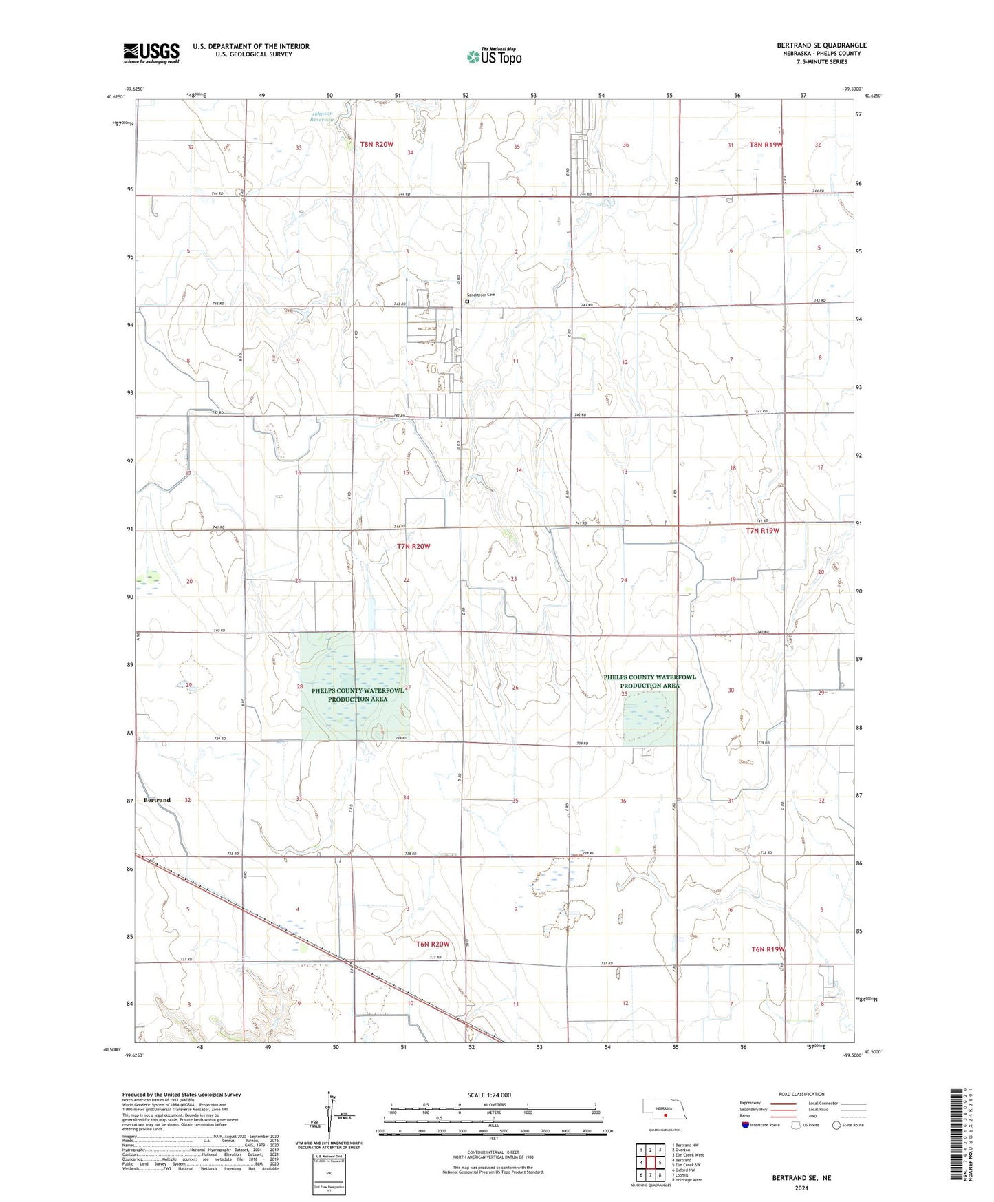 Bertrand SE Nebraska US Topo Map Image