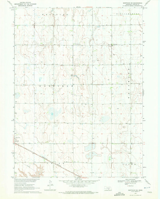 Classic USGS Bertrand SE Nebraska 7.5'x7.5' Topo Map Image