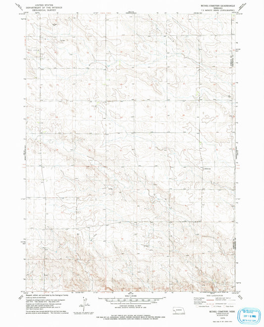 Classic USGS Bethel Cemetery Nebraska 7.5'x7.5' Topo Map Image