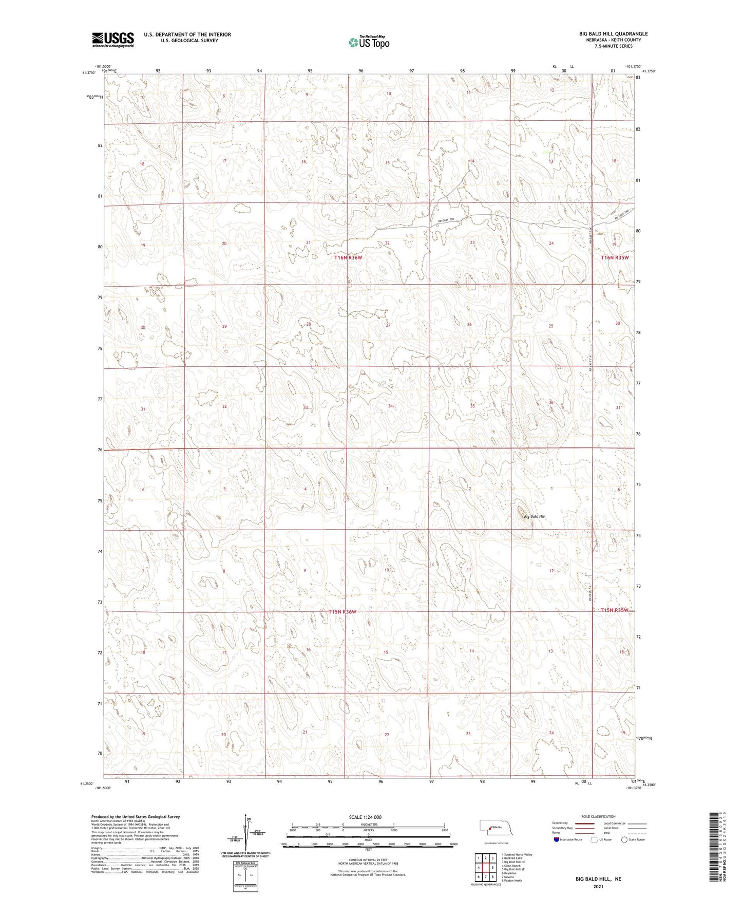 Big Bald Hill Nebraska US Topo Map Image